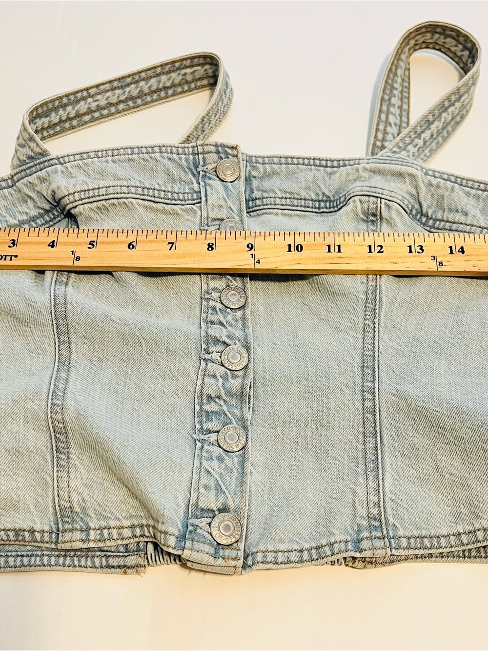 Levi’s Denim Corset Tank Top L NWT Light Wash Button Front Cropped Bustier - Picture 7 of 9